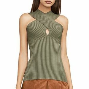 BCBGMAXAZRIA Bryna Crisscross Rib-Knit Top